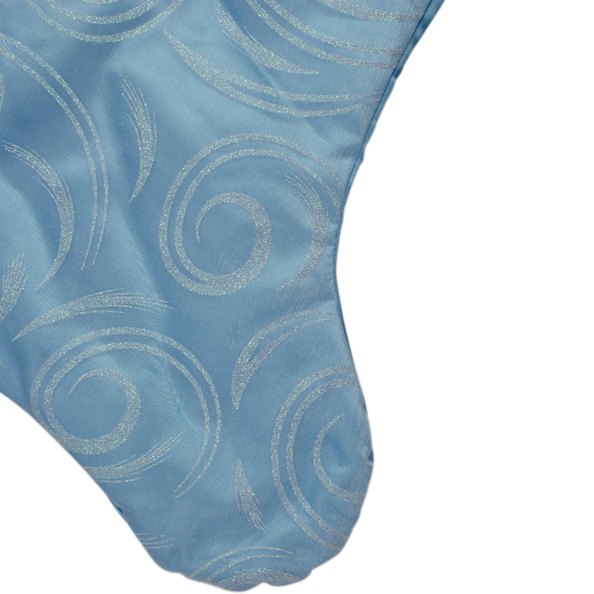 22.5" Glittering Swirl Design Christmas Stocking, Blue